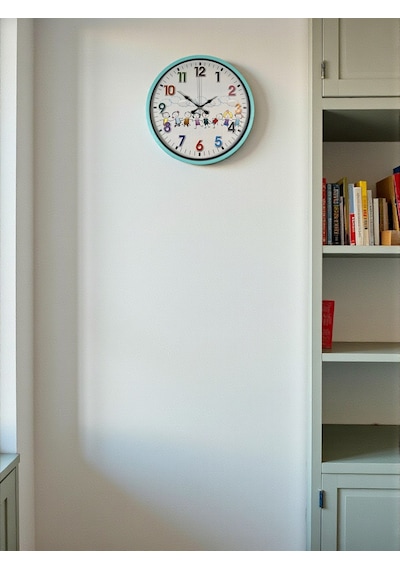 36 Cm Turkuaz Çocuk Odası Duvar Saati Açık