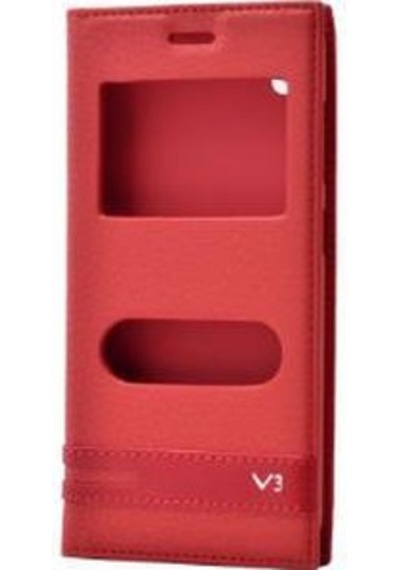 Zore Venüs V3 5040 İle Uyumlu Elite Serisi Pencereli Kapaklı Kılıf Kırmızı