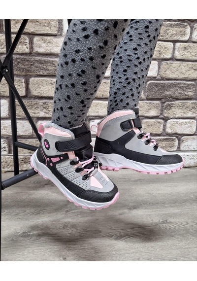 Rahat İçi Kürklü Outdoor Spor Bağcıklı Cırtlı Çocuk Botu Pembe