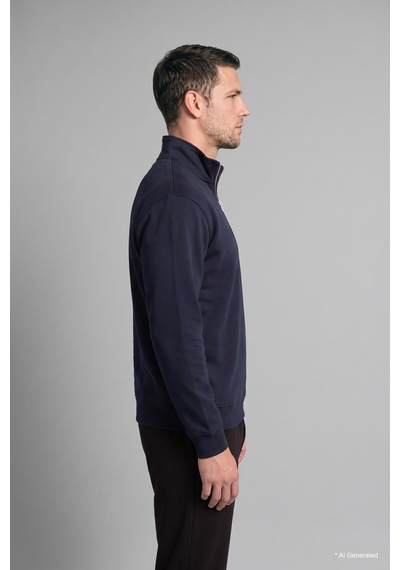 Defacto Regular Fit Dik Yaka Yarım Fermuarlı Basic Sweatshirt X7405az26aunv146 Lacivert-nv146