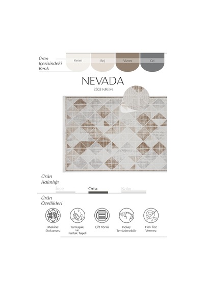 Cool Halı Nevada 2503 Krem Bej Halı Modern Çizgili Parlak Yumuşak Ev Oda Oturma Odası Salon Halısı