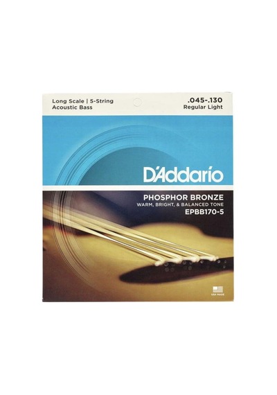 Daddarıo Epbb170-5 Akustik Bas Gitar Tel Seti, Long Scale, 45-130, Phosphor Bronze