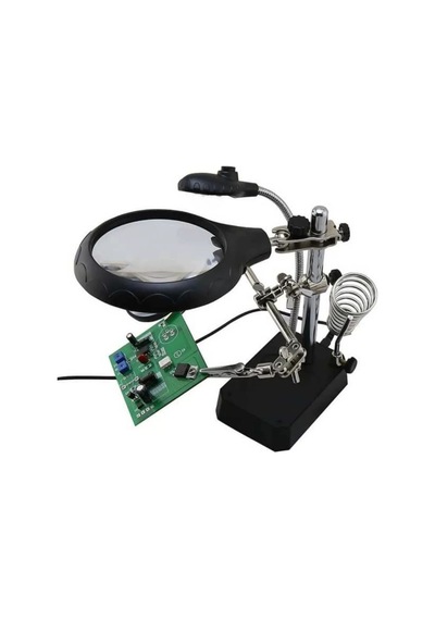 Masaüstü Ledli Mini Bord Tutucu Büyüteçli Havya Standı Mg16129-c