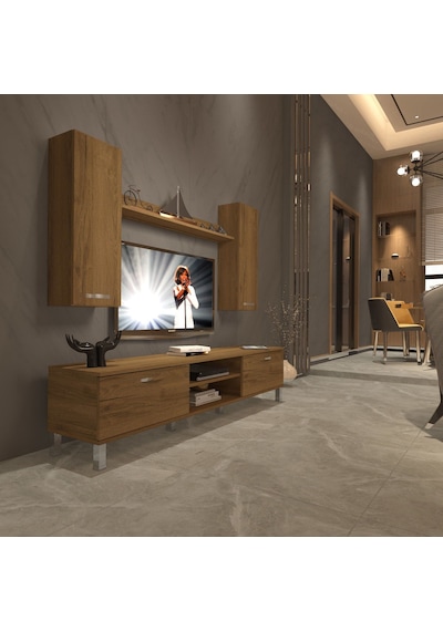 Decoraktiv Eko 7 Mdf Dvd Krom Ayaklı Tv Ünitesi Tv Sehpası Pera