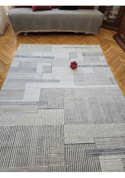 Elvey Home Bambu Gri Doğal Gerçek Bambu Kadife İnce Sık Dokuma Özel Kesim Salon Koridor Oturma Odası Halısı Gri