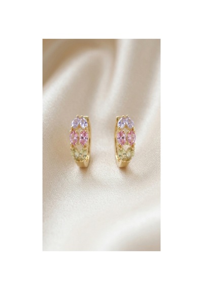 Xuping 14k Gold Rengi Kuyumcu İsçiligi Modern Tasarim Tas Detay Kararmaz Kadin Halka Küpe Gümüş - 903788081 Gümüş