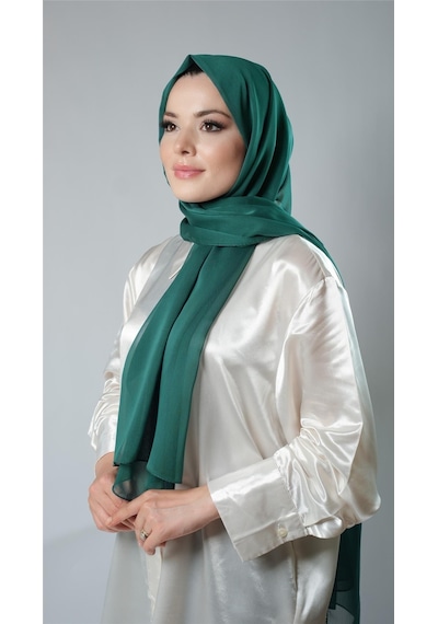 Hürrem Bone Zümrüt Düz Klasik Şal Şifon Kumaş Janjan Abiye 202108 37 Zümrüt