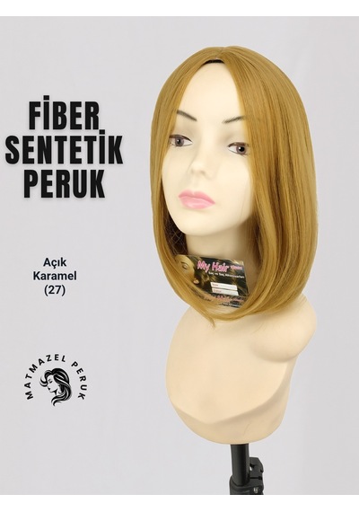 Küt Model Fiber Sentetik Peruk Açık Karamel No-27