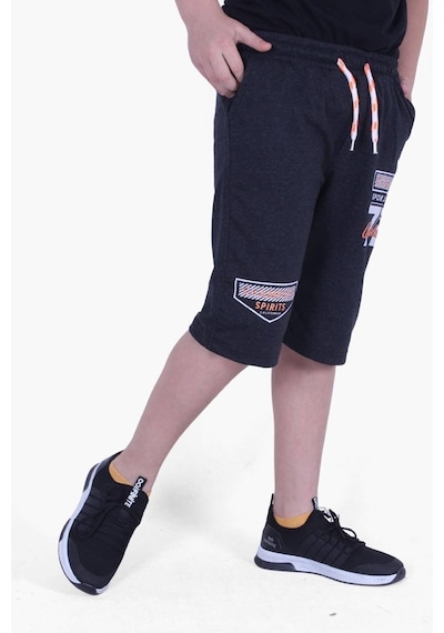 Fyk Kids 72 Yazı Baskılı Geniş Paça Kordon Detaylı Erkek Çocuk Kapri Füme