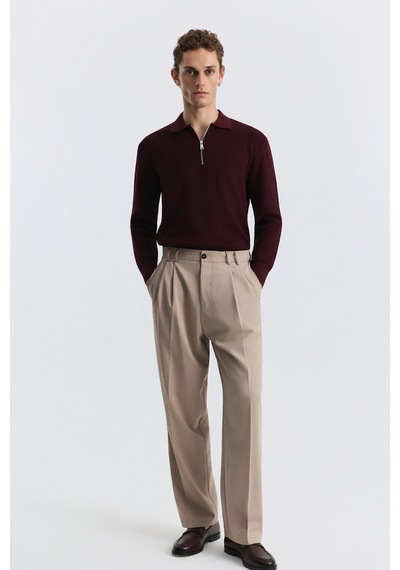 Antioch Pileli Relax Fit Erkek Pantolon Bej
