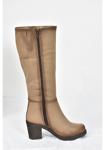 Fox Shoes Vizon Kalın Topuklu Günlük Kadın Çizme C674250302 Vizon