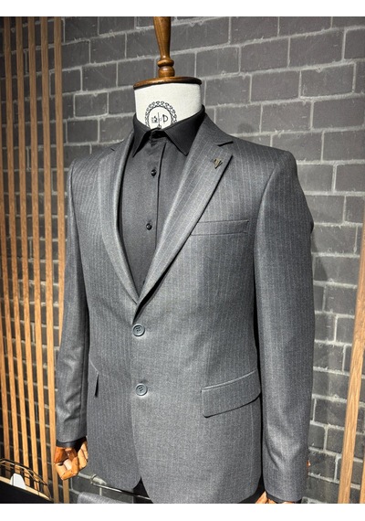 Dupont Classics Dupont Erkek Slim Fit 6 Drop Çizgili Viskon Mono Yaka Çift Düğme Çift Yırtmaç 2 Li Takım Elbise Gri Dupont Classics Dupont Erkek Slim Fit 6 Drop Çizgili Viskon Mono Yaka Çift Düğme Çift Yırtmaç 2 Li Takım Elbise Gri