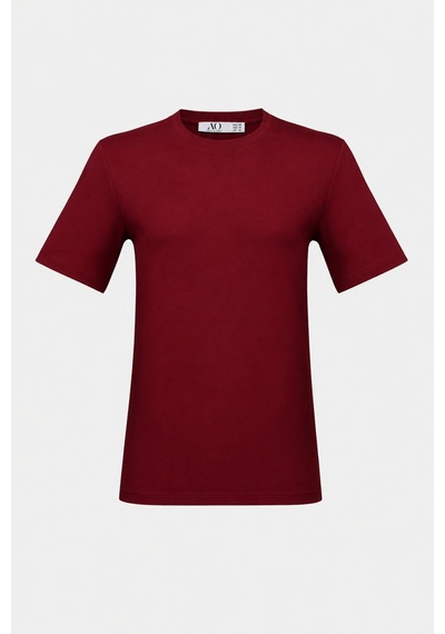 Açelyaokcu Premium Pamuklu Oversize Bisiklet Yaka Kısa Kol Tişört Bordo