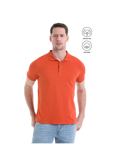 Hatemoğlu Kiremit Regular Fit %100 Pamuk Kıvrılmaz Polo Yaka Tişört
