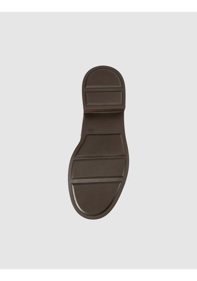 Kahverengi Hakiki Deri Kalın Taban Kadın Loafer Ayakkabı