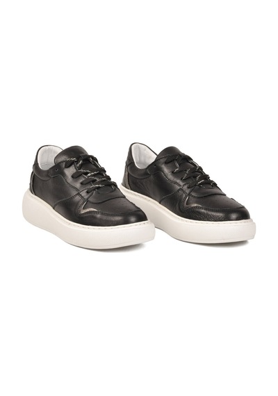 Voyager Siyah Hakiki Deri Anatomik Tabanlı Kadın Casual Ayakkabı Sneaker Z202 Z