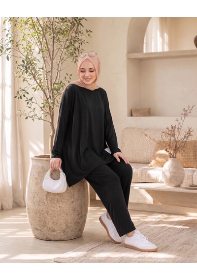 Unika Boutique Kadın Arma Detaylı Salaş İkili Takım siyah
