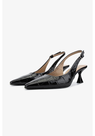 Valmenti Kadın Hakiki Deri Siyah Kroko Topuklu Ayakkabı 492 65413 Bn Ayk Y26 Sıyah Kroko