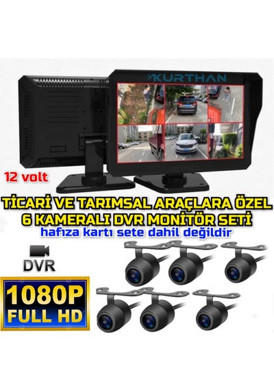 Ahd 1080p 10'' Dvr Monitör 6 Adet Ahd 1080p Kelebek Kamera Seti