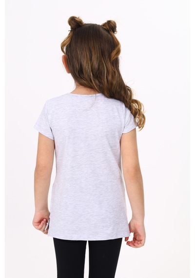 Toontoy Kids Toontoy Kız Çocuk T-shirt Yıldız Baskı Gri Melanj