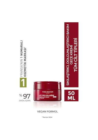 Kırışıklık Görünümünü Azaltıcı, Sıkılaştırıcı Ve Dolgunlaştırıcı Bitkisel Kolajen Gece Kremi 50ml
