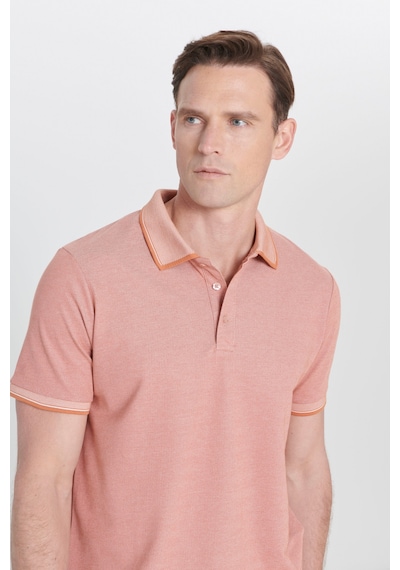 Ac&Co / Altınyıldız Classics 4A4820200047Ktes Düğmeli Polo Yaka Cepsiz Slim Fit Erkek Tişört Kiremit - Bej