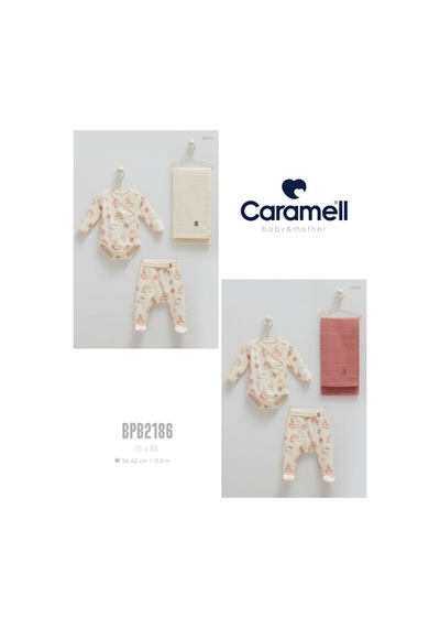 Caramell My Baby Kumsal Coton Body & Pantolon & Muslin Battaniye 3 Lü Basic Set 2185 Rose Rose