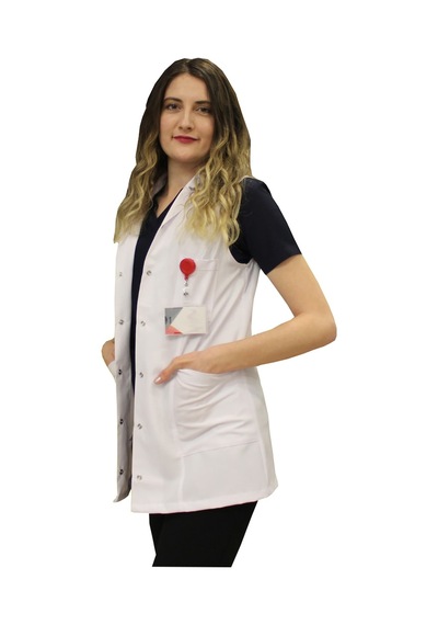 Gömlek Yaka Kadın Kısa Boy - Kolsuz Doktor Önlüğü Öğretmen Önlük