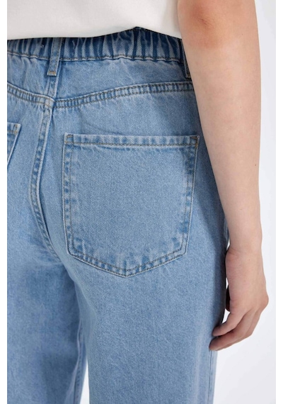Defacto Paperbag Yüksek Bel Kısa Paça Jean Yıkamalı Pantolon D4306AX24AUNM85 İndigo