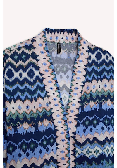 DeFacto Relax Fit Desenli Kuşaklı Kimono D5443AX25SPIN59 İndigo