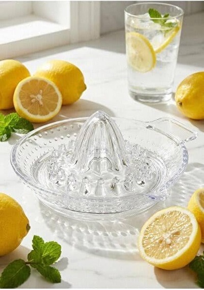 Cam Limon Sıkacağı, Şeffaf, Manuel Meyve Sıkacağı, Klasik Model Çok Renkli