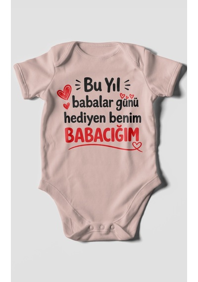 Morivokids Babaya Özel Kısa Kollu Bebek Body %100 Pamuk Zbn297-kk Pastel Pembe