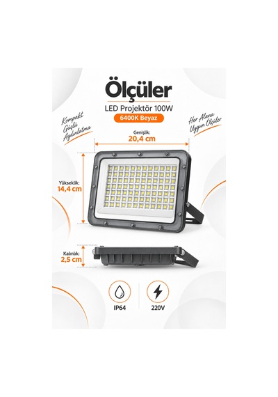 Onerous 6400k Beyaz Led Projektör