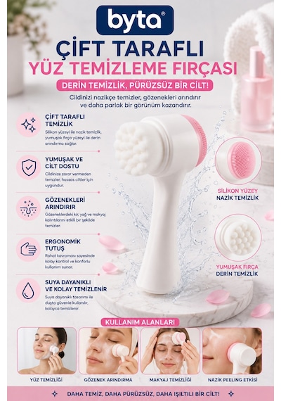 Çift Taraflı Yüz Temizleme Fırçası Silikon Peeling Ve Gözenek Temizleyici Cilt Bakım Fırçası