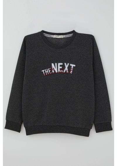 Breeze Erkek Çocuk Sweatshirt Yazı Nakış Baskılı 5-10 Yaş, Koyu Gri Melanj Koyu Gri Melanj Breeze Erkek Çocuk Sweatshirt Yazı Nakış Baskılı 5-10 Yaş, Koyu Gri Melanj Koyu Gri Melanj