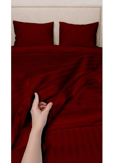 Çift Kişilik %100 Pamuk Saten Nevresim Seti Premium Seri 8 Renk Seçeneği 200x220 Bordo