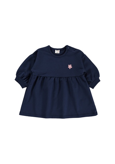 Civil Baby Çiçek Nakışlı Basic 6-18 Ay Elbise - Lacivert Koyu Lacivert