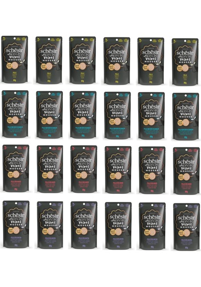 Schesir After Dark 4 Çeşit Karma Pouch Mousse Kedi Yaş Mama 80 Gr. X 24 Adet