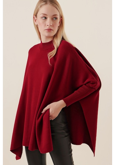 Hiccup Bdart Oversize Akrilik Bisiklet Yaka Kazak Bordo Kırmızı A3
