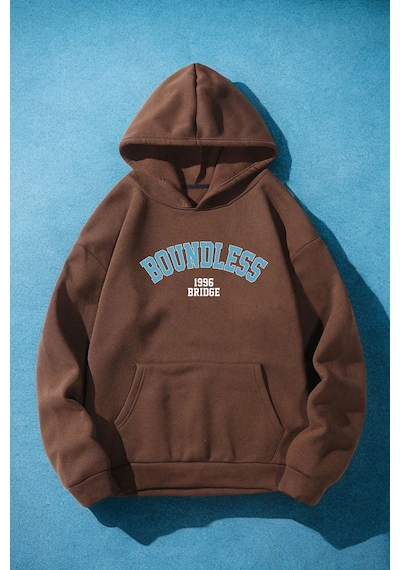 Uyguntarz Boundless 1996 Bridge Baskılı Oversize Sweatshirt Kahverengi