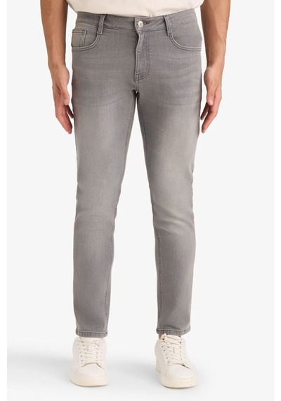 Defacto Pedro Slim Fit Dar Kalıp Normal Bel Dar Paça Cepli Jean Pantolon D0027AX24AU Gri