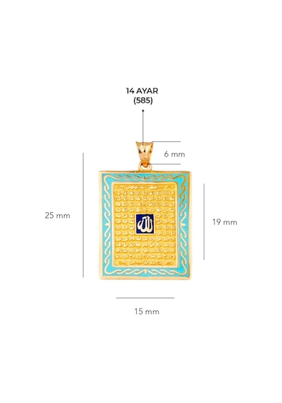 14 Ayar Altın Esma-ül Hüsna Mineli Kolye Ucu 3.30 Gr-6651