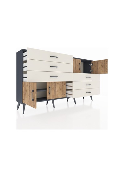 Arges Konsol 2 Raflı 6 Çekmeceli 4 Kapaklı 176x30x99 Antrasit-çam/aytaşı Atlas Çam/aytası - Antrasıt Arges Konsol 2 Raflı 6 Çekmeceli 4 Kapaklı 176x30x99 Antrasit-çam/aytaşı Atlas Çam/aytası - Antrasıt