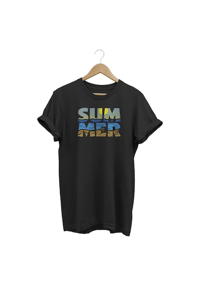 Summer Baskılı Siyah T-shirt Siyah