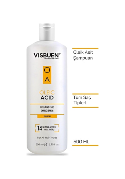 Visbuen Oleik Asit 14 Doğal Aktifli Yıpranmış Saçlar İçin Onarıcı Bakım Şampuanı 500 ML