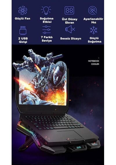 Coolcold Led K40 6 Fanlı 17 Inç Rgb Laptop Notebook Soğutucu Stan