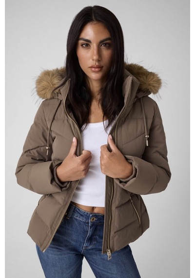 Guess Kısa Kemerli Şişme Kahverengi Kadın Mont W6bl58w4197-a11q