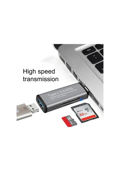 Kyrotech Macbook, Type-c Portlu Telefon, Tablet, Bilgisayar, Uyumlu Type-c To Usb 3.0 Sd Micro Sd Ka