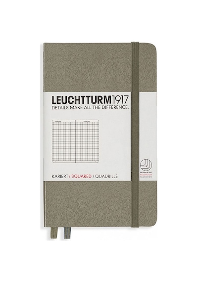 Leuchtturm1917 Not Defteri Cep Boy A6 , Sert Kapak, 187 Numaralandırılmış Sayfa, Kareli, Taupe Gri