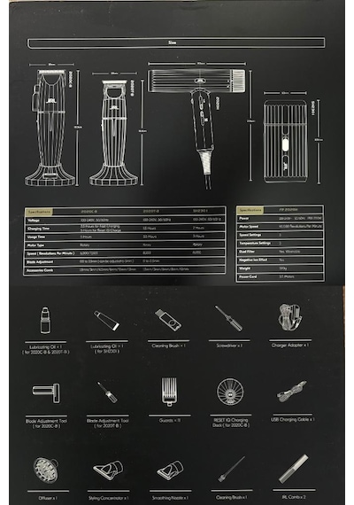 Jrl Professional Ghost Kit 3 Saç Kesim, Çizim, Sakal Ve Fön Makinesi 4'lü Set Beyaz